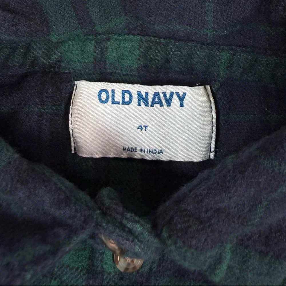 OLD NAVY Girls Plaid Flannel Tiered‎ Dress 4T Green Navy Blackwatch Preppy Fall